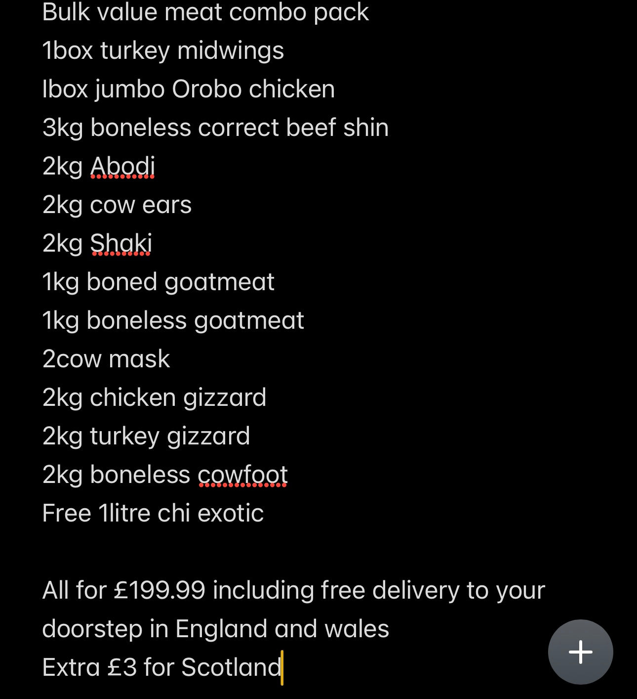 Bulk value meat combo pack