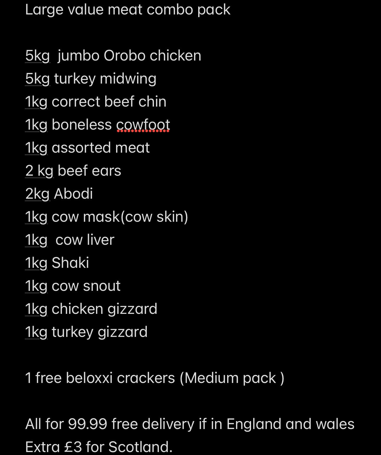 Large value meat combo pack.